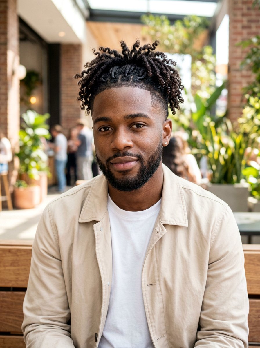 Starter Locs With Fade And Curly Top - 20 starter locs with fade - 20 starter locs with fade