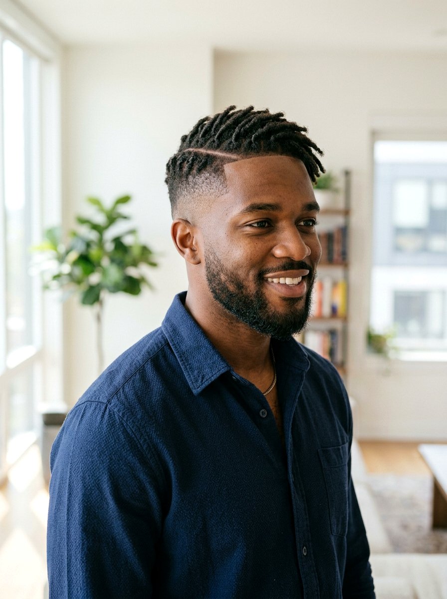 Starter Locs With Fade And Side Part - 20 starter locs with fade - 20 starter locs with fade