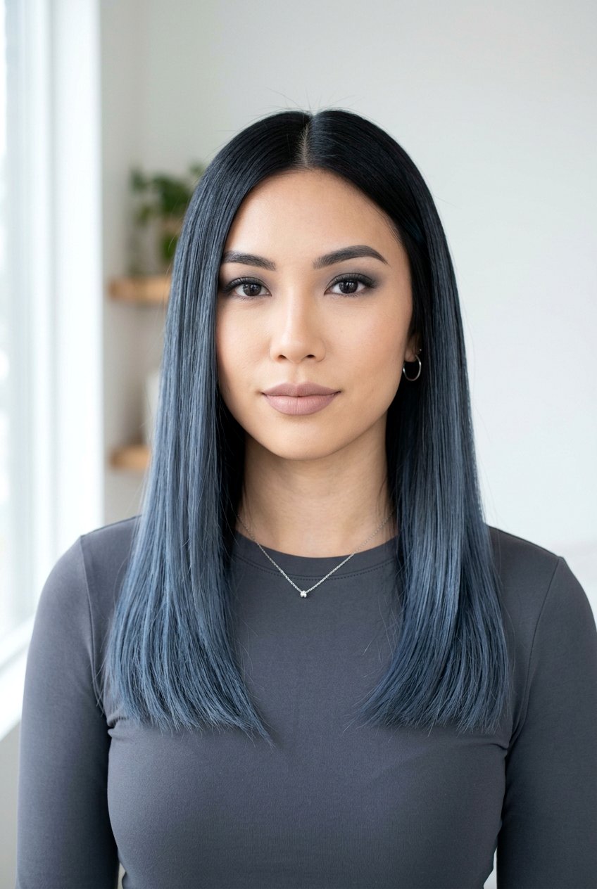 Steel Blue Balayage On Black Hair - 20 blue balayage on black hair - 20 blue balayage on black hair