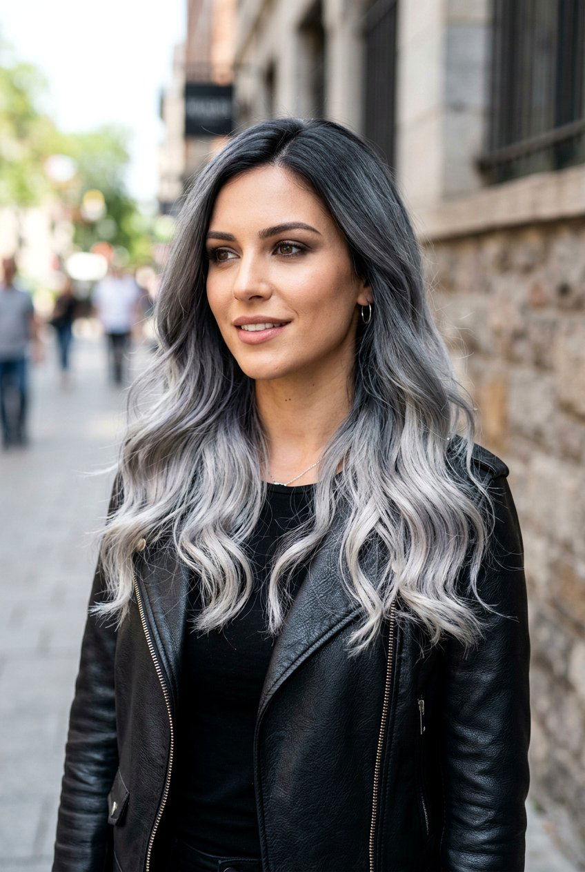 Steel Gray Ombre - 20 balayage for women with naturally gray hair - 20 balayage for women with naturally gray hair