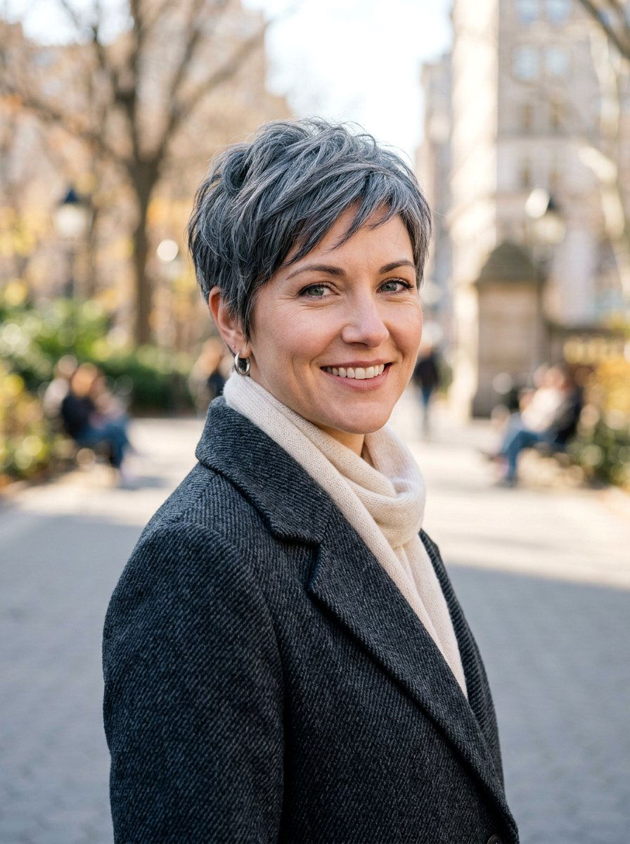 Steel Grey Pixie Haircut - 20 silver pixie hair color ideas - 20 silver pixie hair color ideas