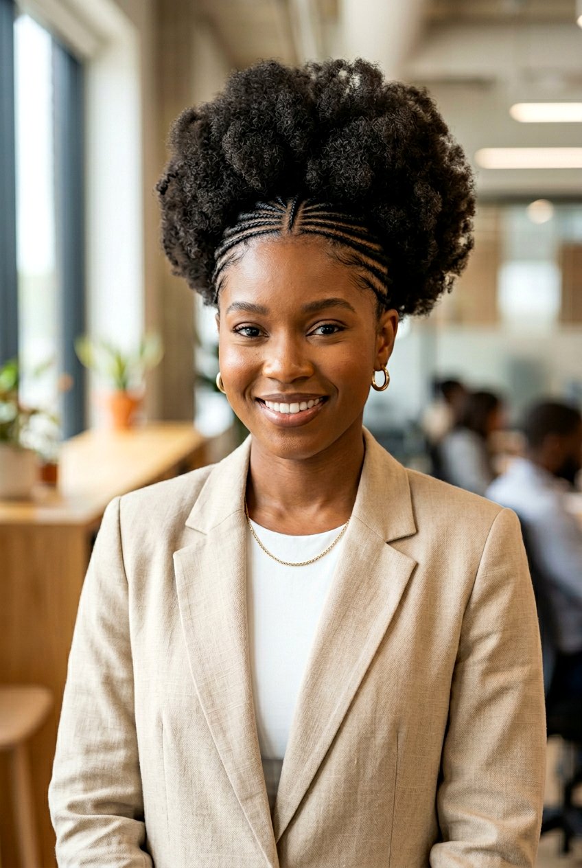 Stitch Braid Afro Puff - 20 braided afro puff hairstyle - 20 braided afro puff hairstyle