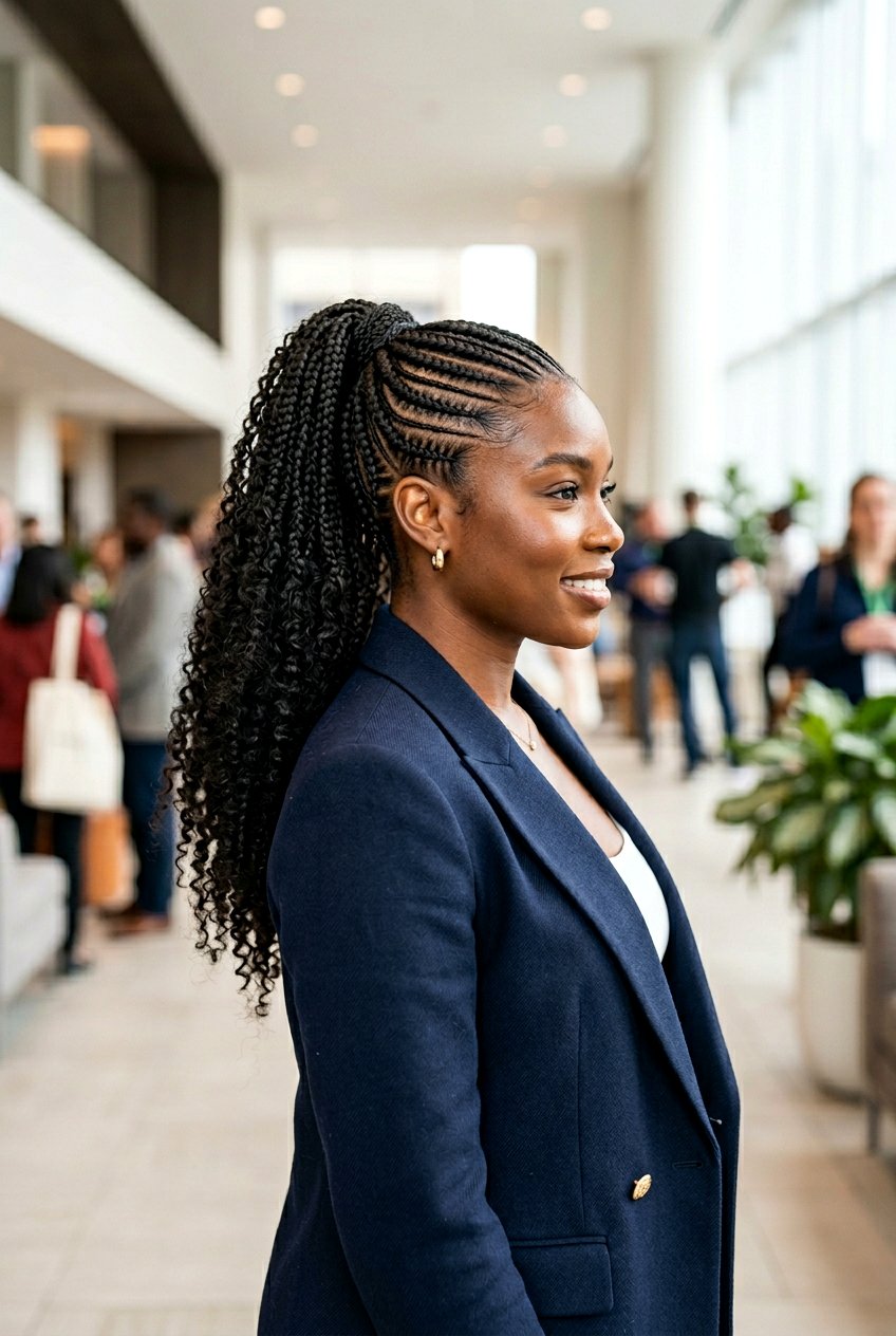 Stitch Braid Ponytail - 20 black women office braid ponytail styles - 20 black women office braid ponytail styles