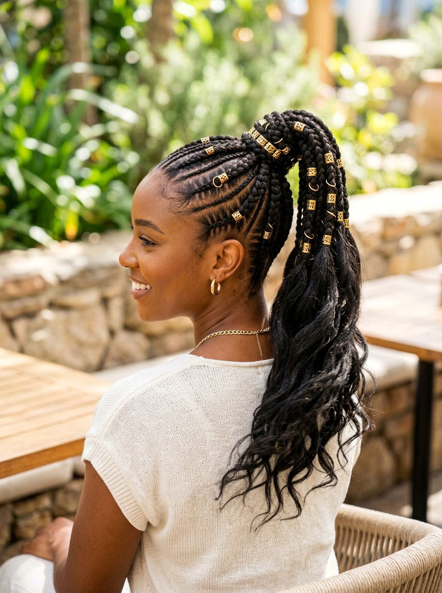 Stitch Braid Ponytail With Cuffs - 20 stitch braid ponytail hairstyle - 20 stitch braid ponytail hairstyle