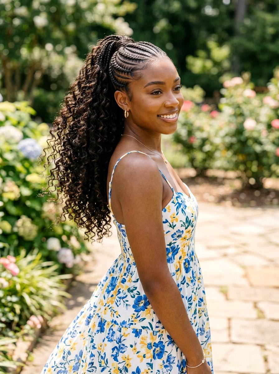 Stitch Braid Ponytail With Curly Ends - 20 stitch braid ponytail hairstyle - 20 stitch braid ponytail hairstyle