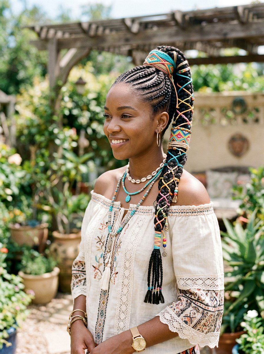 Stitch Braid Ponytail With Wraps - 20 stitch braid ponytail hairstyle - 20 stitch braid ponytail hairstyle