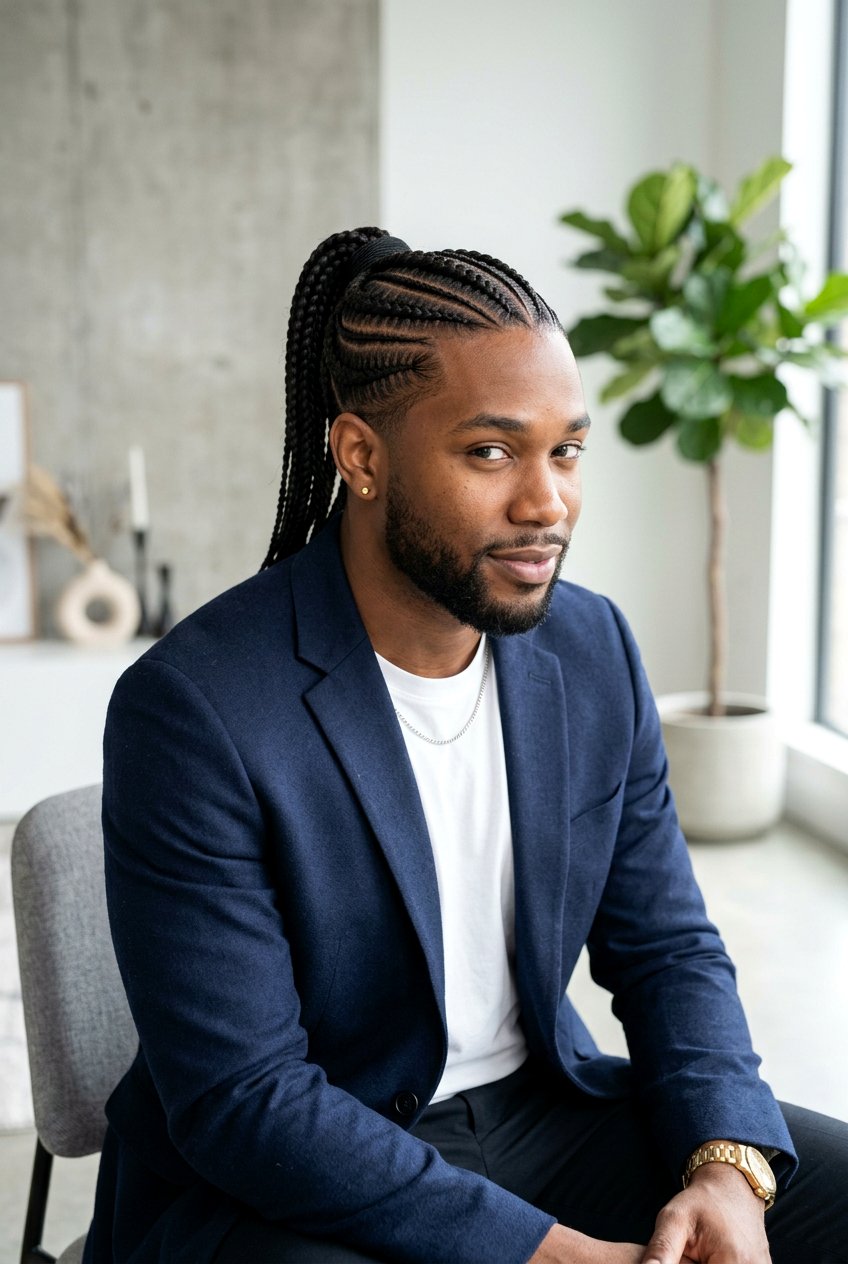 Stitch Braids For Men - 20 braided ponytail for men - 20 braided ponytail for men