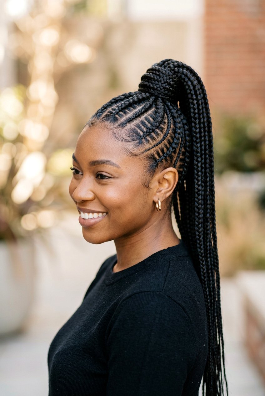 Stitch Braids High Ponytail - 20 stitch braids hairstyles - 20 stitch braids hairstyles