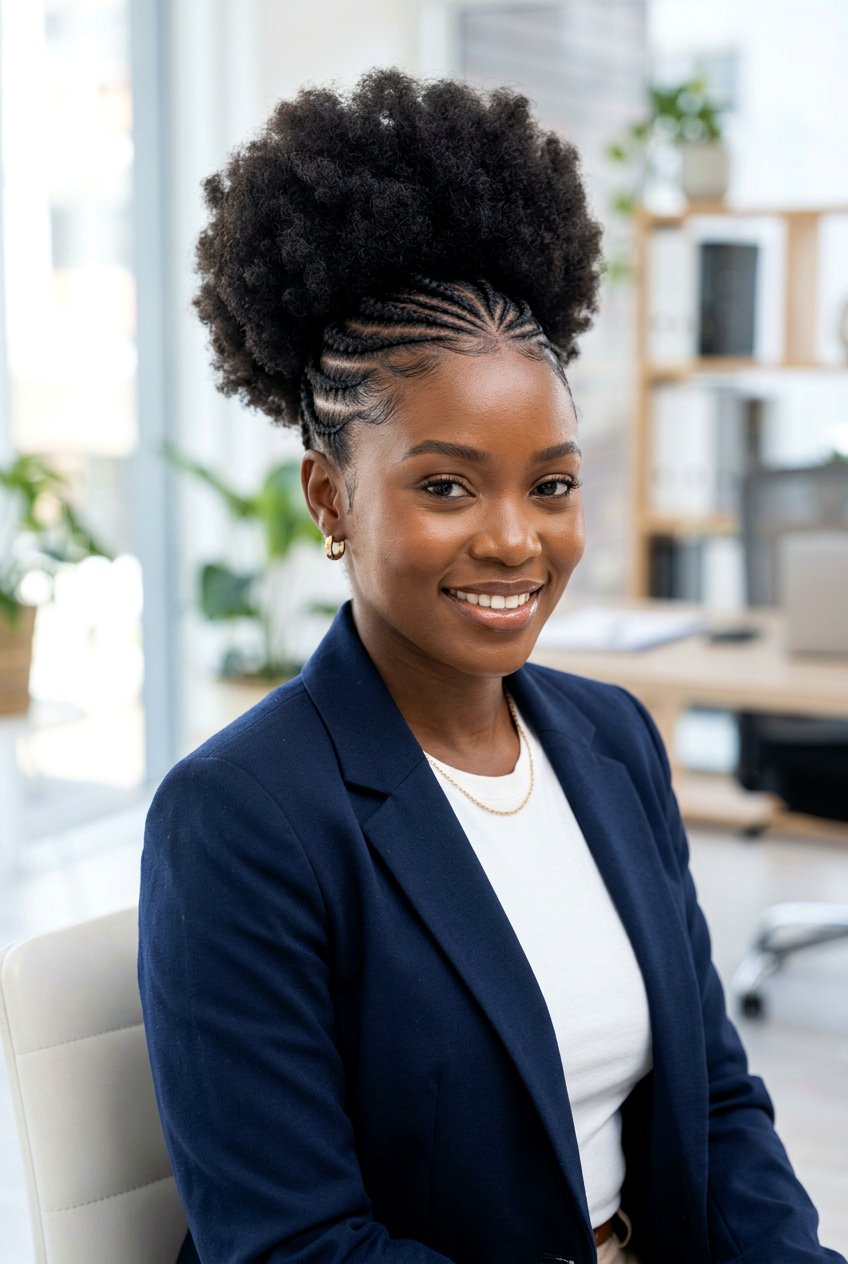 Stitch Braids In Front With Afro Puff - 20 afro puff with braids in front - 20 afro puff with braids in front