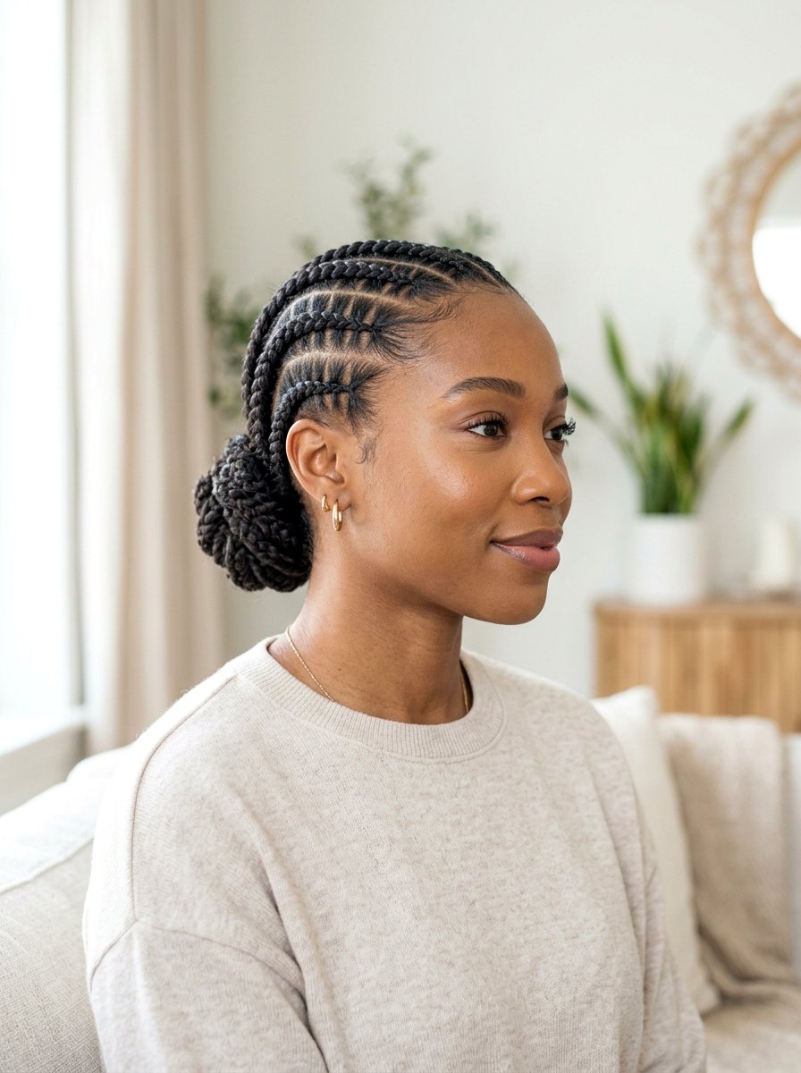 Stitch Braids Straight Back With Bun - 20 straight back cornrows with bun - 20 straight back cornrows with bun