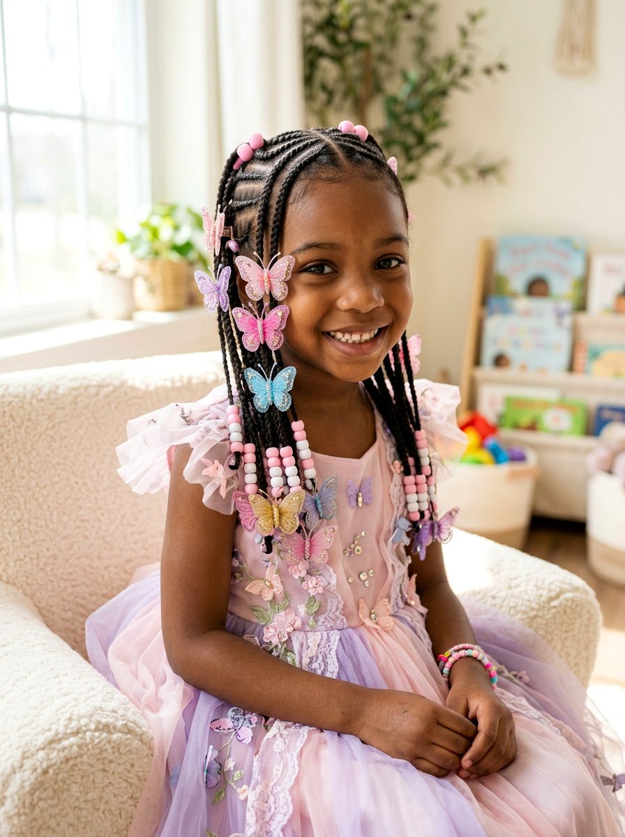Stitch Braids With Butterfly Beads - 20 kids stitch braids with beads - 20 kids stitch braids with beads