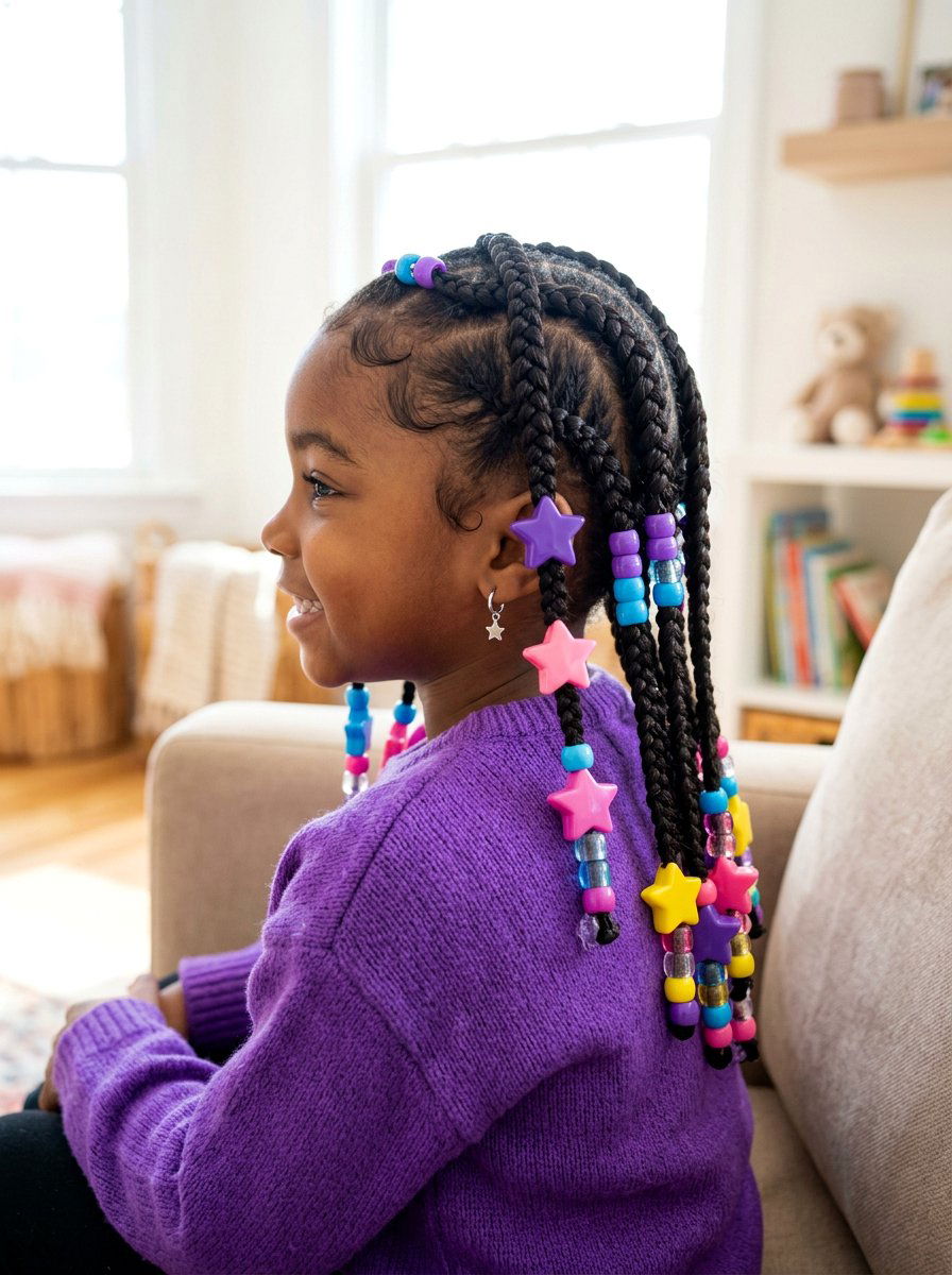 Stitch Braids With Chunky Beads - 20 kids stitch braids with beads - 20 kids stitch braids with beads