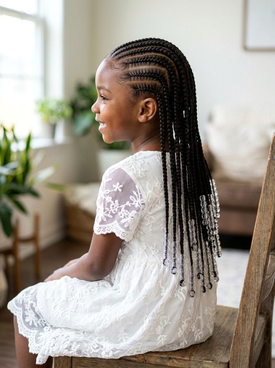 Stitch Braids With Clear Beads - 20 kids stitch braids with beads - 20 kids stitch braids with beads