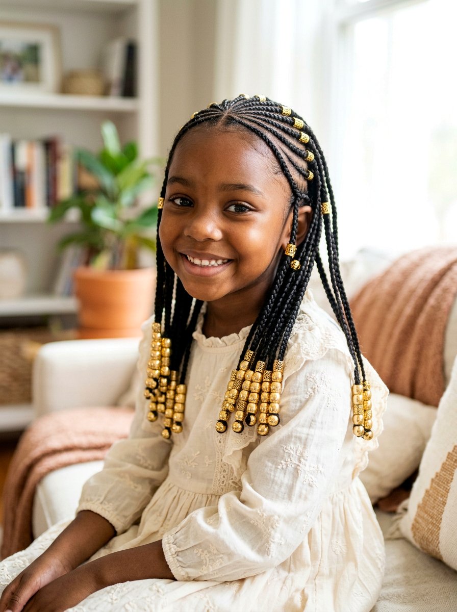 Stitch Braids With Gold Beads - 20 kids stitch braids with beads - 20 kids stitch braids with beads