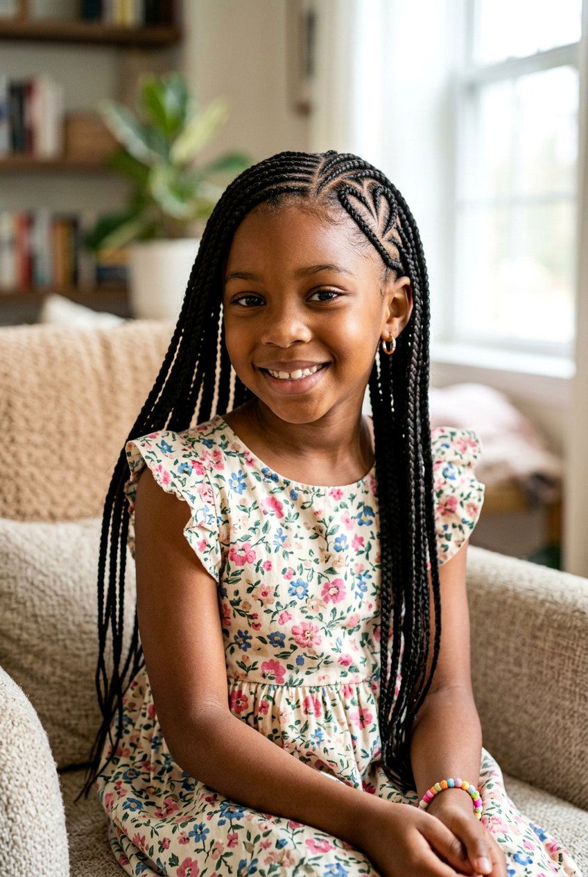 Stitch Braids With Heart Design For Girls - 20 stitch braids for girls - 20 stitch braids for girls