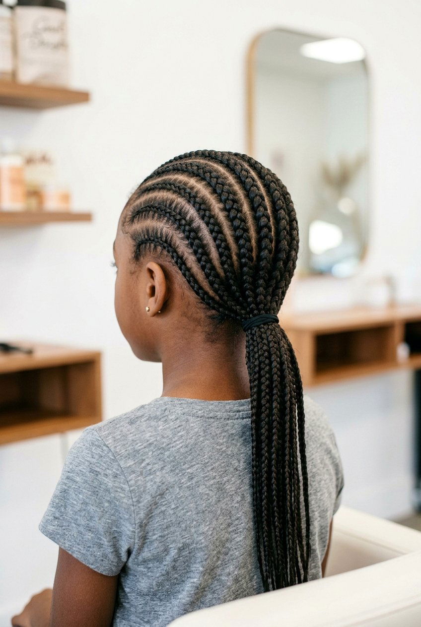 Stitch Braids With Low Ponytail For Girls - 20 stitch braids for girls - 20 stitch braids for girls