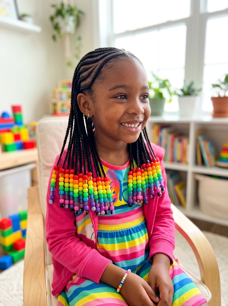 Stitch Braids With Rainbow Beads - 20 kids stitch braids with beads - 20 kids stitch braids with beads