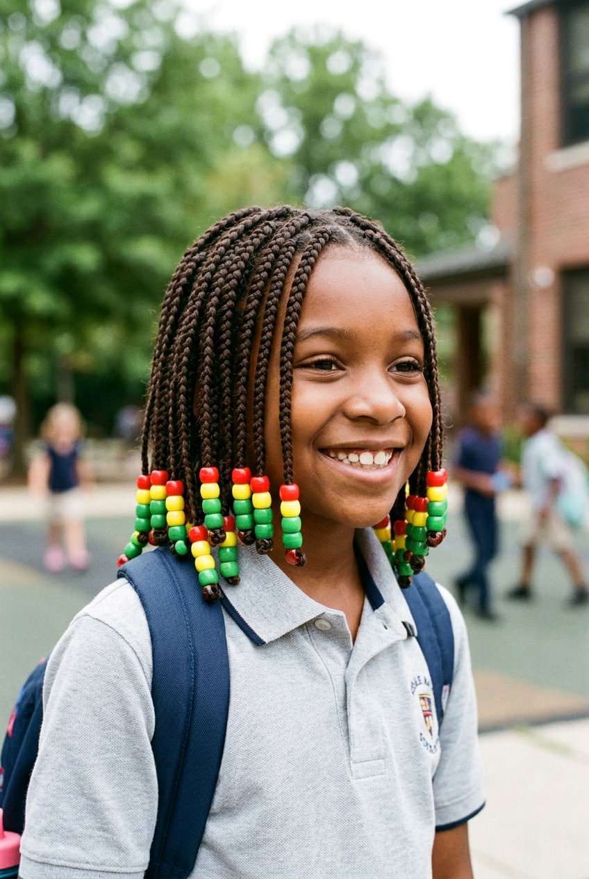 Stitch Braids with Pearl Beads - 20 school braid styles for black girls with beads - 20 school braid styles for black girls with beads