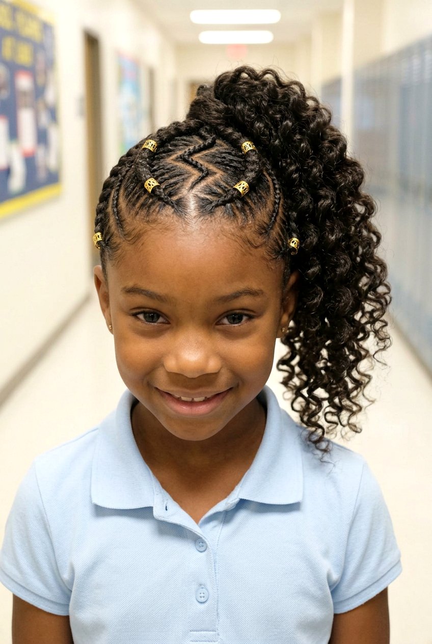 Stitch Cornrows with Low Curly Ponytail - 20 little girls cornrows with curly ponytail - 20 little girls cornrows with curly ponytail