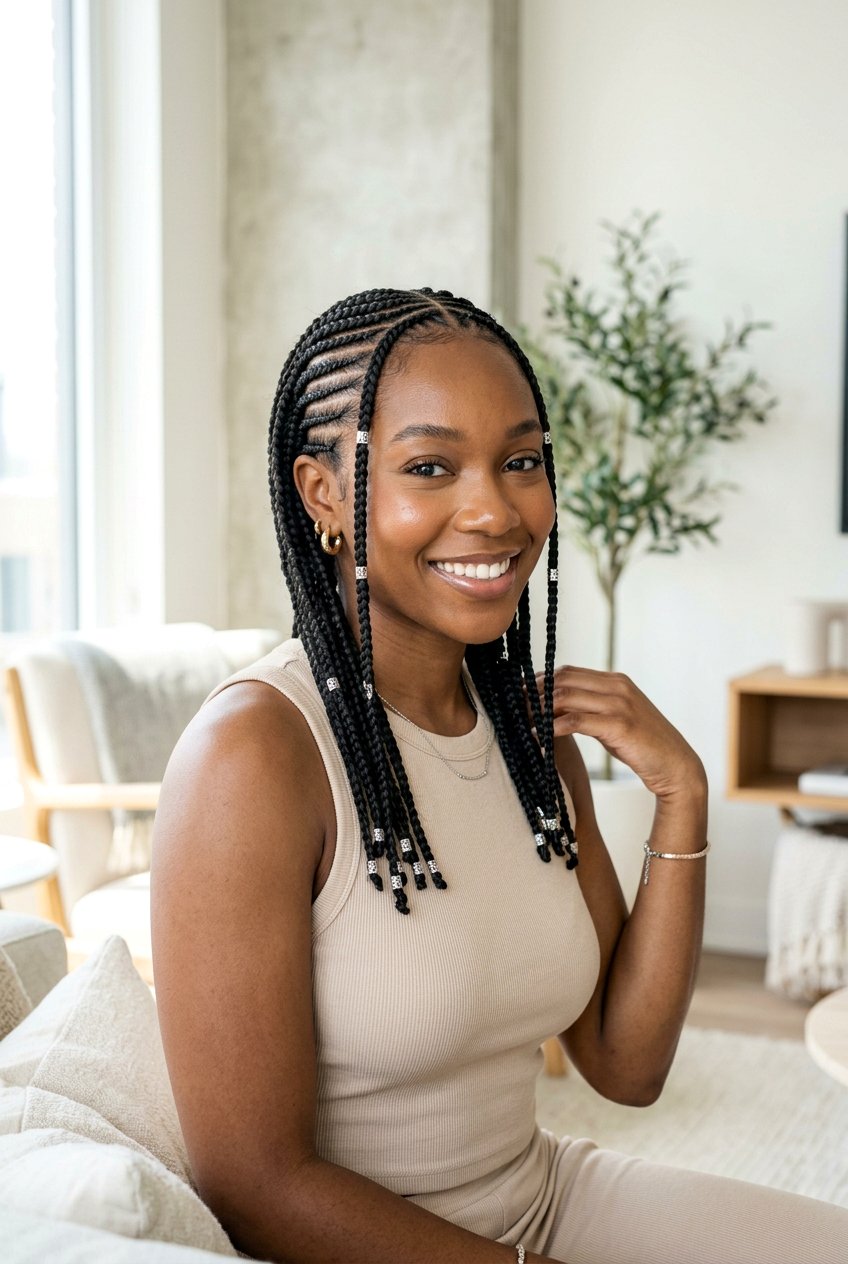 Stitch Part Fulani Braids With Beads - 20 fulani braids with beads - 20 fulani braids with beads