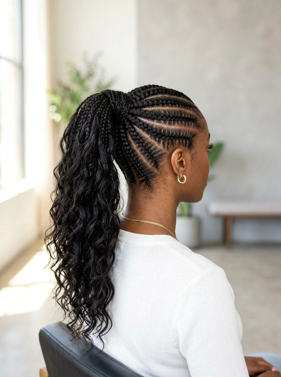 Stitch braid ponytail with tracks - 20 track braid ponytail - 20 track braid ponytail