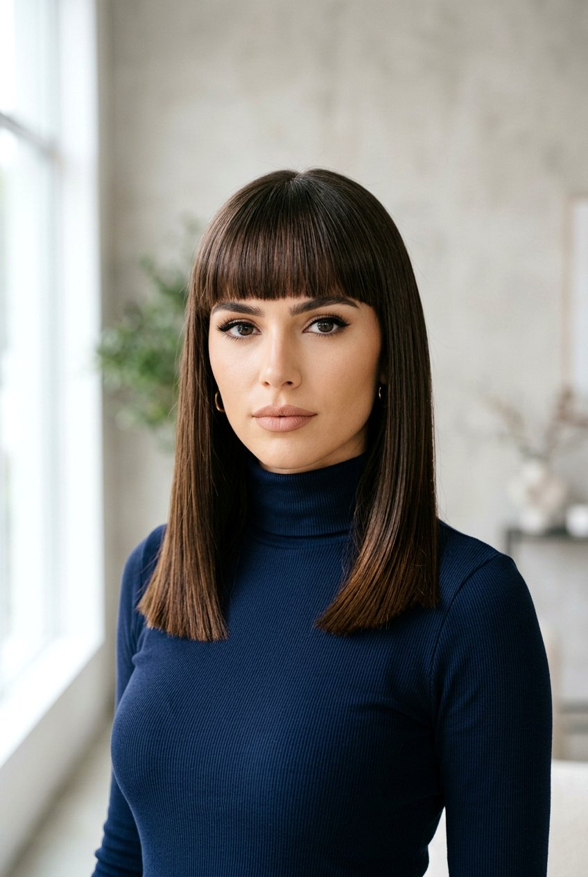 Straight Across Medium Haircut with Bangs - 20 salon haircut ideas for medium hair - 20 salon haircut ideas for medium hair