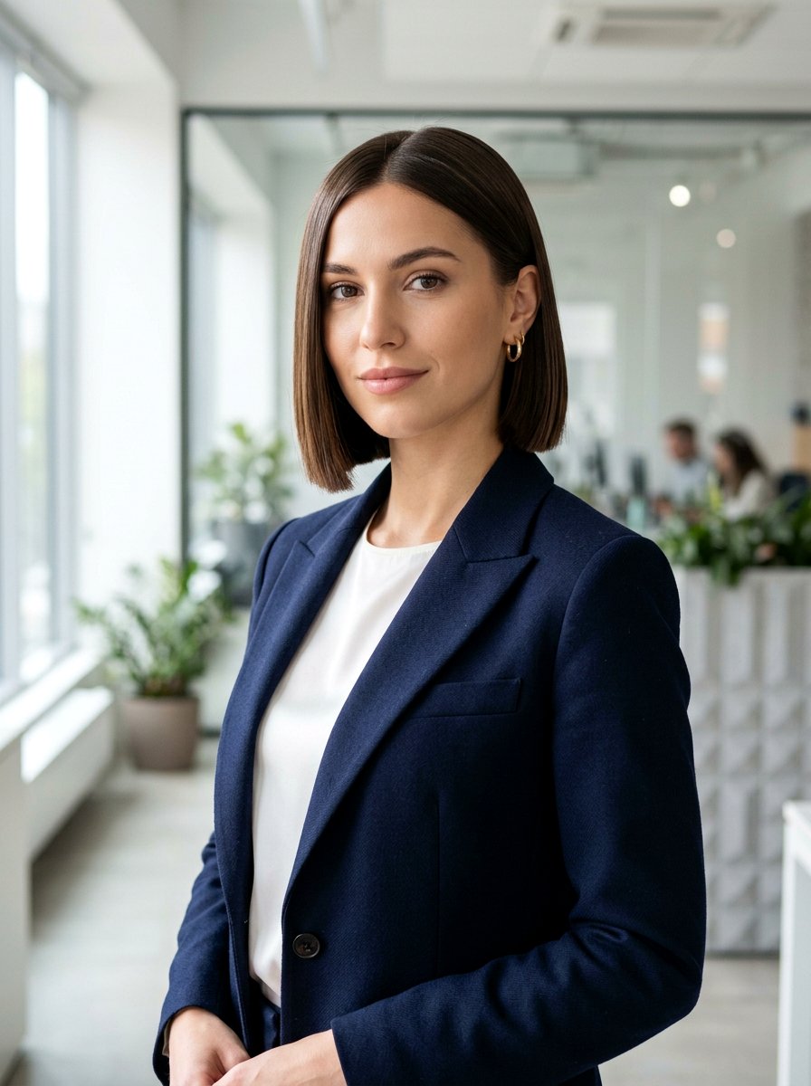 Straight And Sleek Bob - 20 office hairstyle with minimal effort - 20 office hairstyle with minimal effort