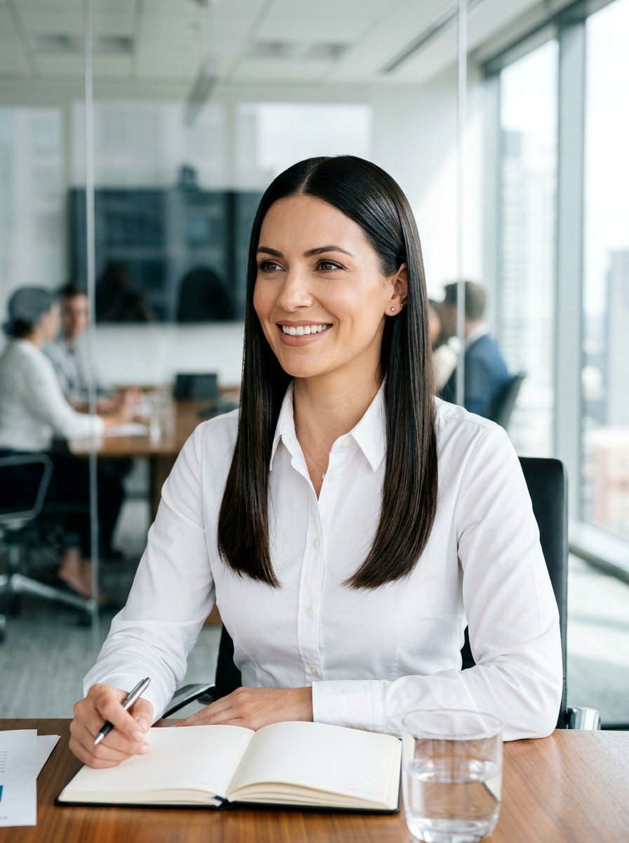 Straight And Sleek Meeting Hairstyle - 20 easy meeting hairstyle for women - 20 easy meeting hairstyle for women