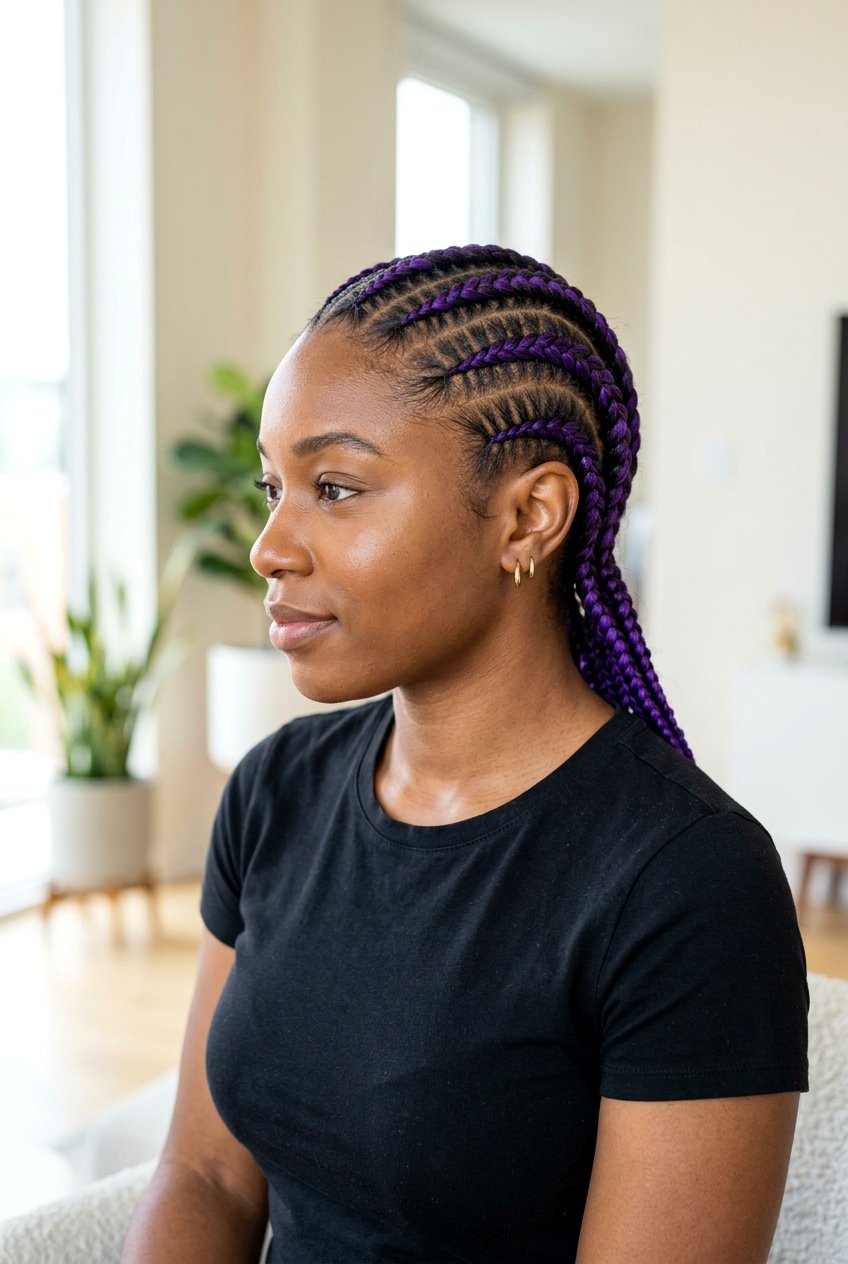 Straight Back Braids With Color - 20 braided straight back styles for women - 20 braided straight back styles for women