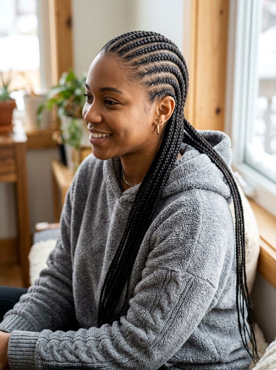 Straight Back Cornrows - 20 winter protective styles for natural hair - 20 winter protective styles for natural hair