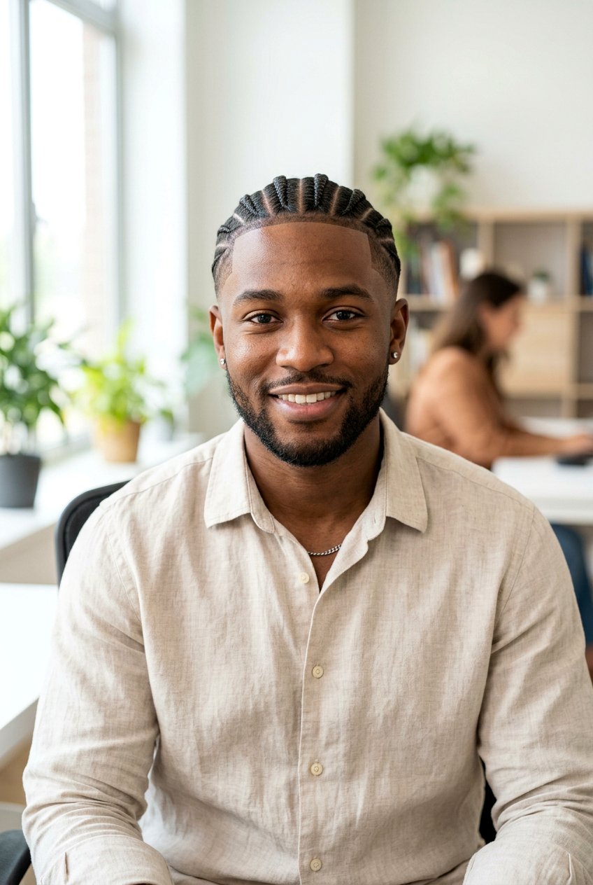 Straight Back Cornrows With Low Taper - 20 cornrows with taper for men - 20 cornrows with taper for men