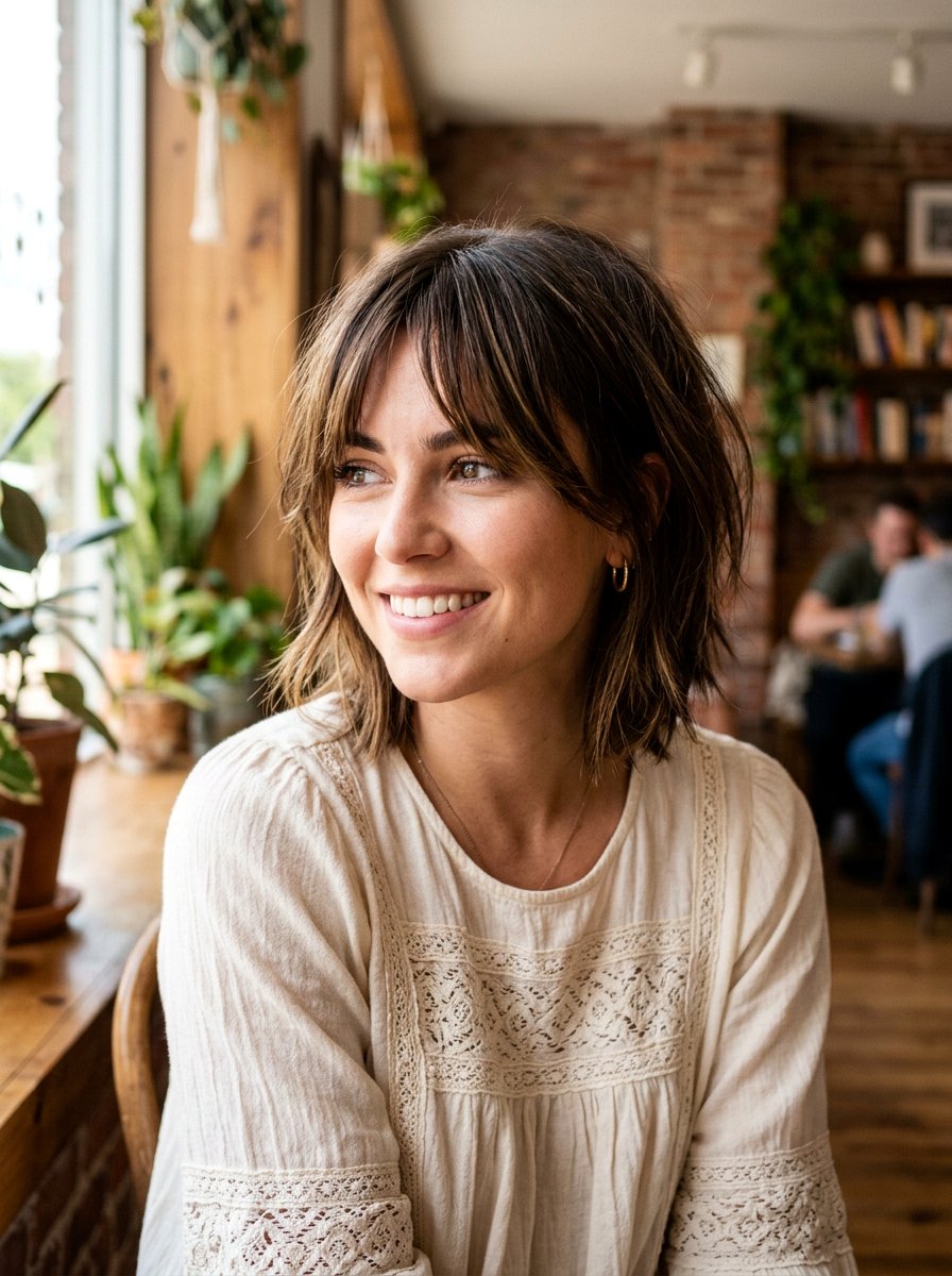 Straight Bixie With Choppy Curtain Bangs - 20 straight bixie haircut with bangs - 20 straight bixie haircut with bangs