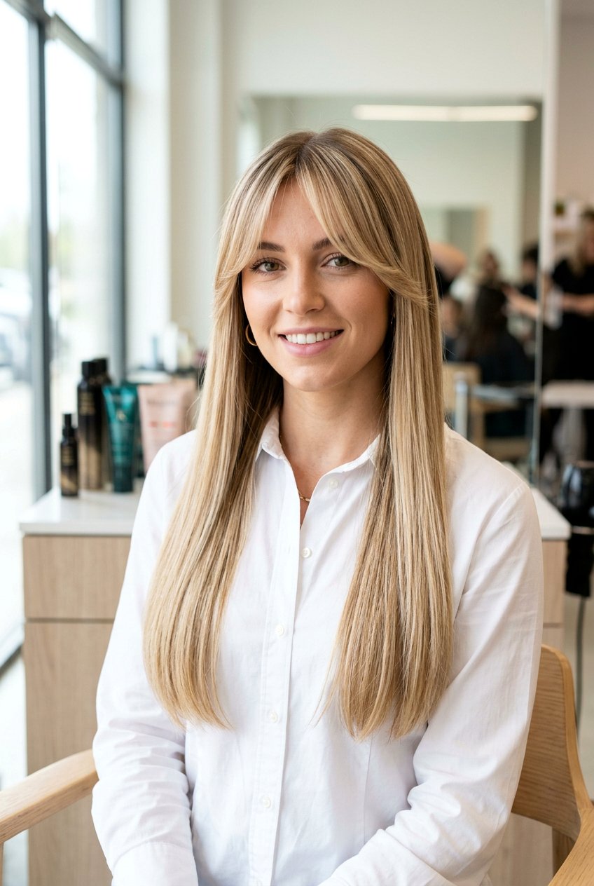 Straight Blonde Balayage With Curtain Bangs - 20 blonde balayage with curtain bangs - 20 blonde balayage with curtain bangs