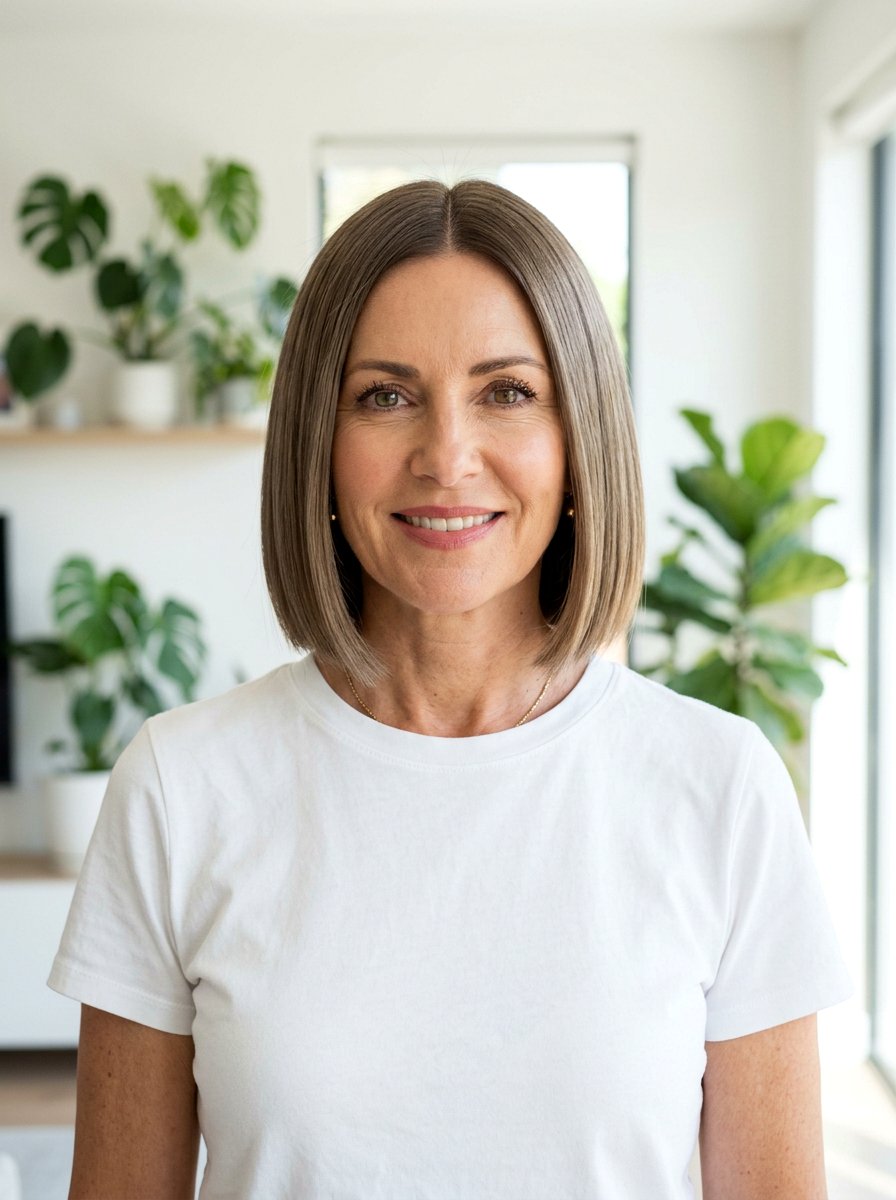 Straight Bob With Center Part - 20 straight bob haircut for mature women - 20 straight bob haircut for mature women