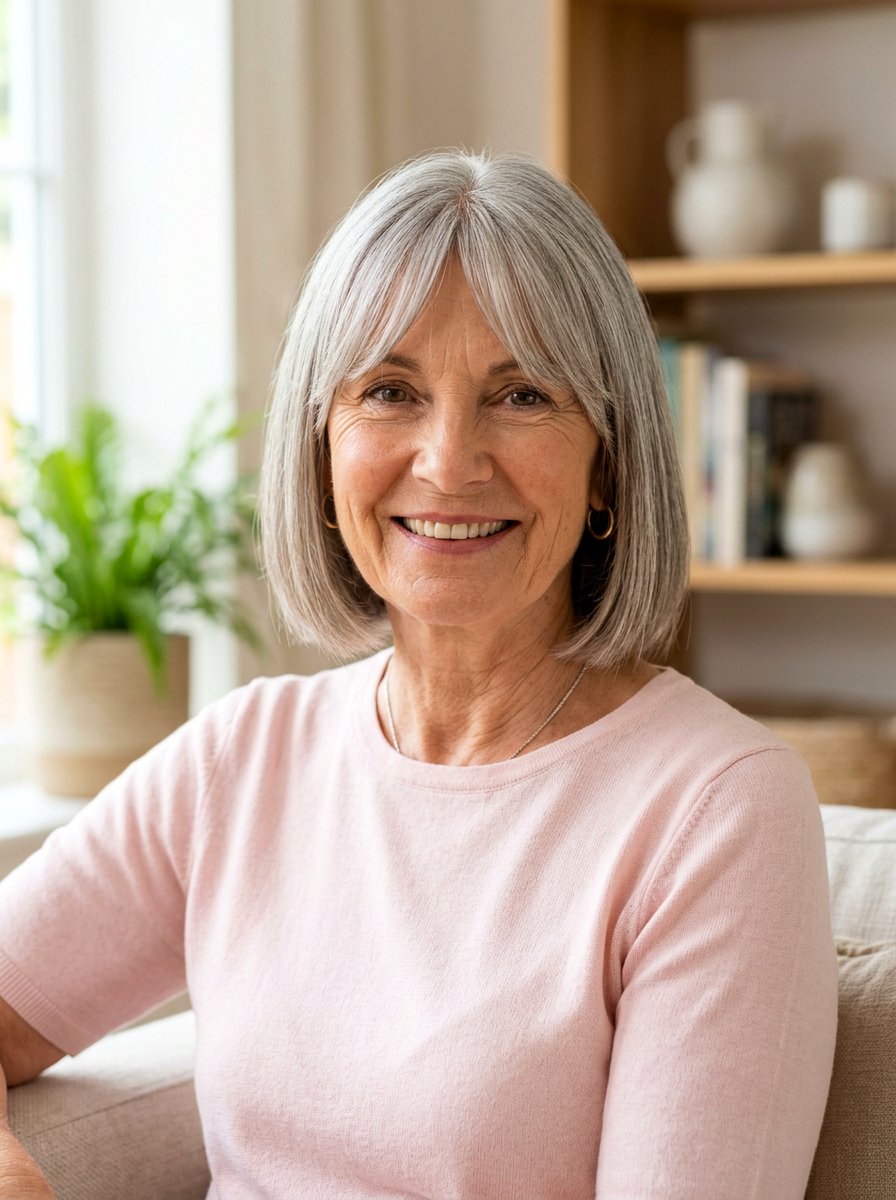 Straight Bob With Curtain Bangs - 20 straight haircut for women over 60 - 20 straight haircut for women over 60