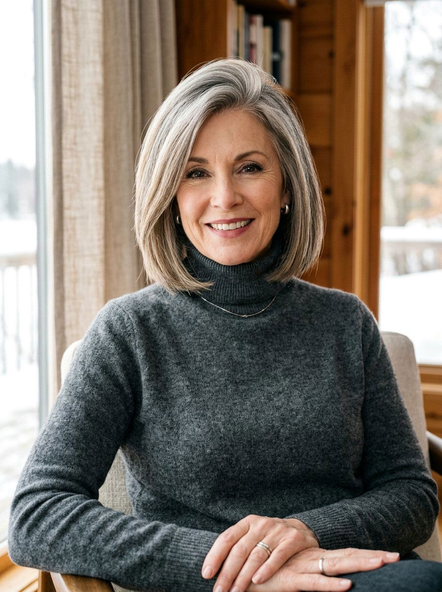 Straight Bob With Side Part - 20 straight bob haircut for mature women - 20 straight bob haircut for mature women