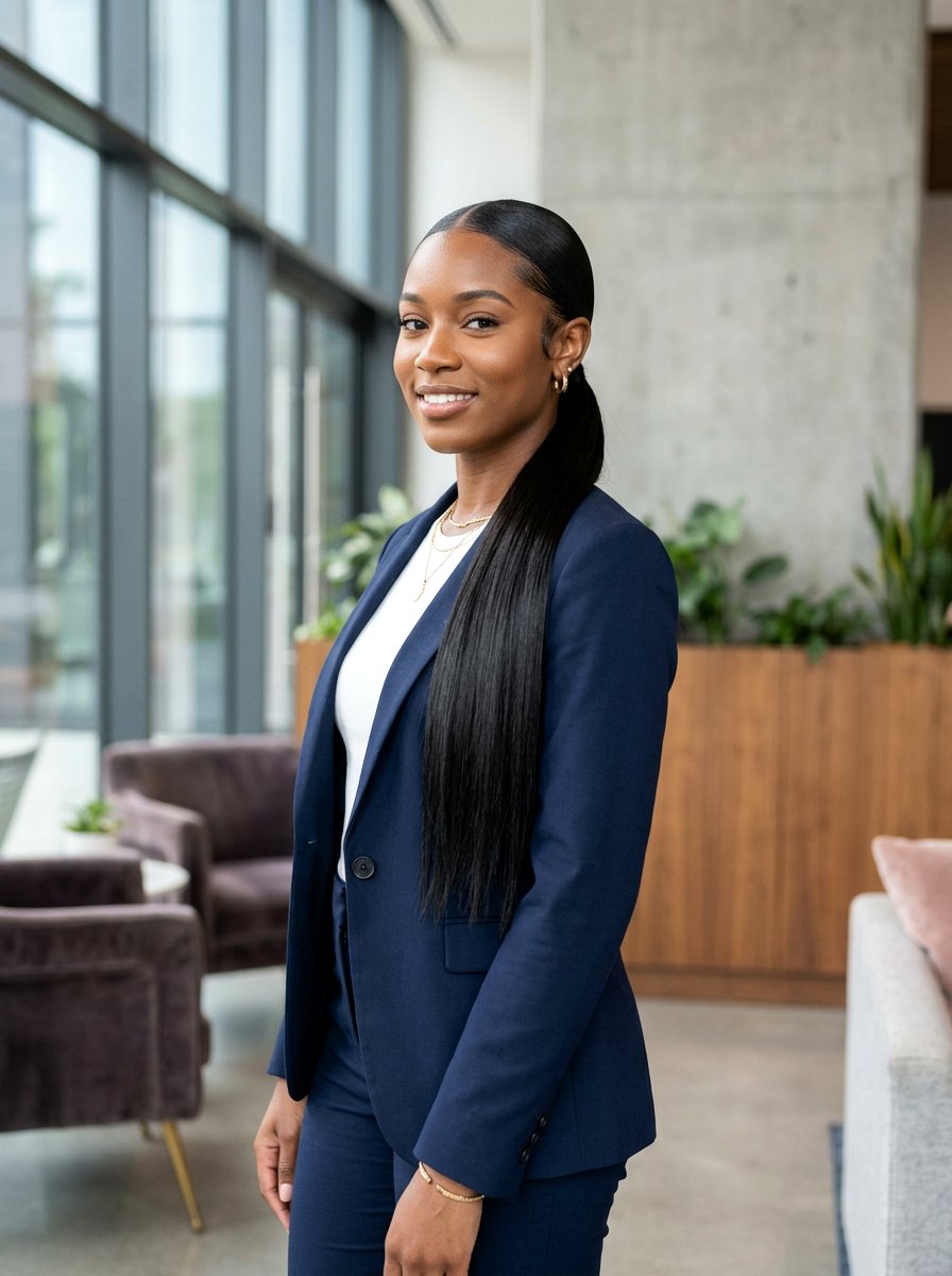 Straight Bone Track Ponytail - 20 track hairstyle with slick ponytail - 20 track hairstyle with slick ponytail