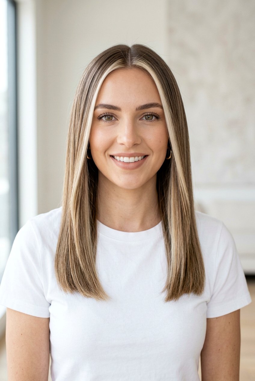 Straight Bronde Hair With Money Piece - 20 bronde hair with money piece - 20 bronde hair with money piece