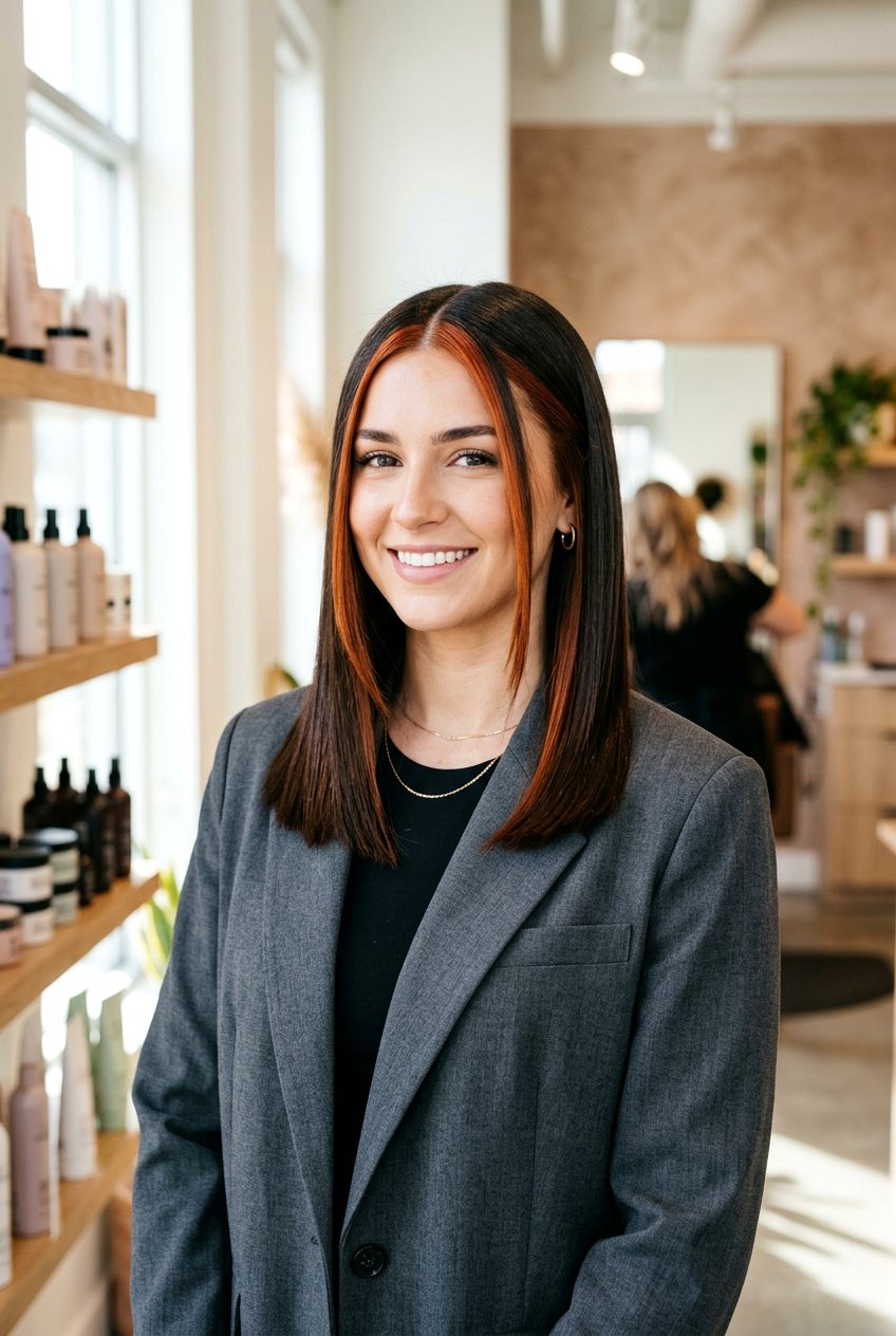 Straight Brunette Hair With Copper Money Piece - 20 brunette hair with copper money piece - 20 brunette hair with copper money piece