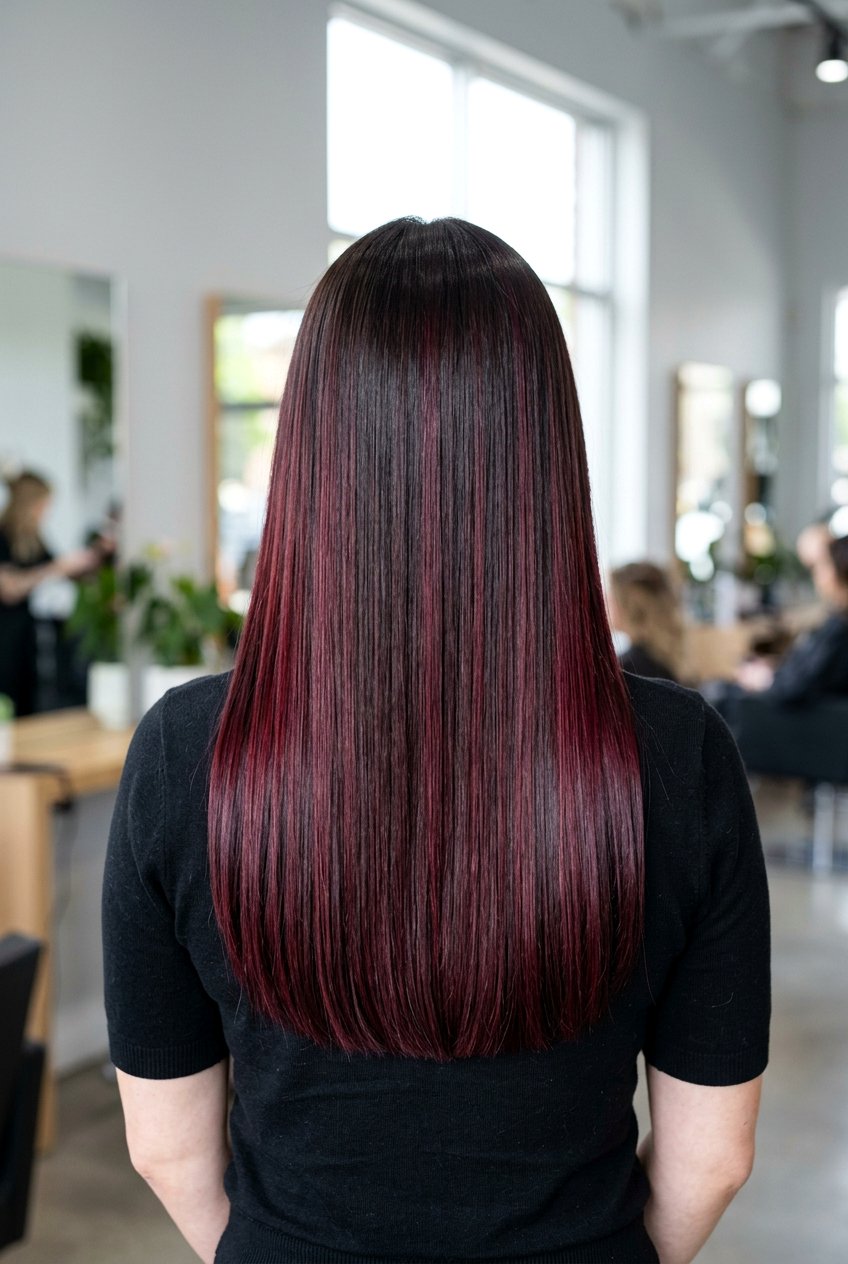 Straight Burgundy Balayage - 20 burgundy balayage on dark hair - 20 burgundy balayage on dark hair