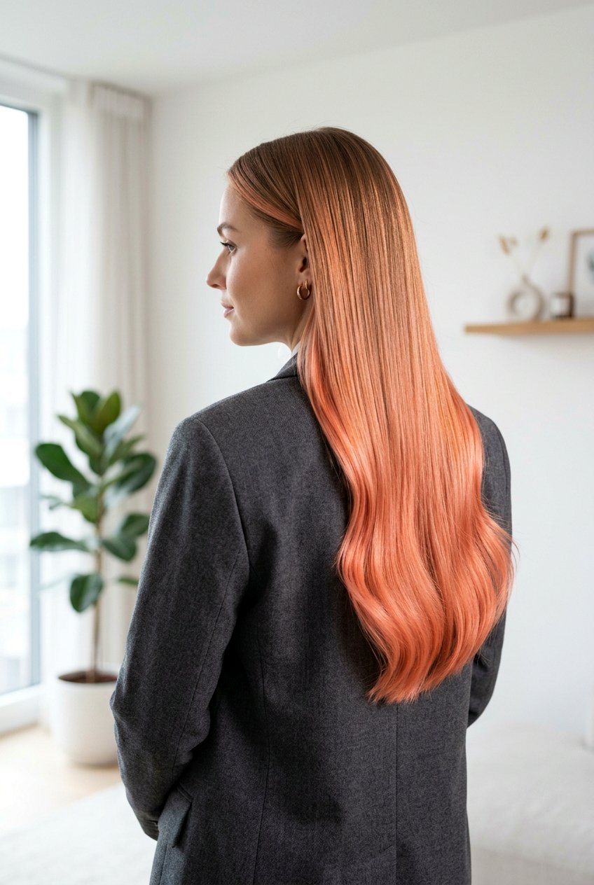 Straight Coral Peach Balayage - 20 coral peach balayage - 20 coral peach balayage