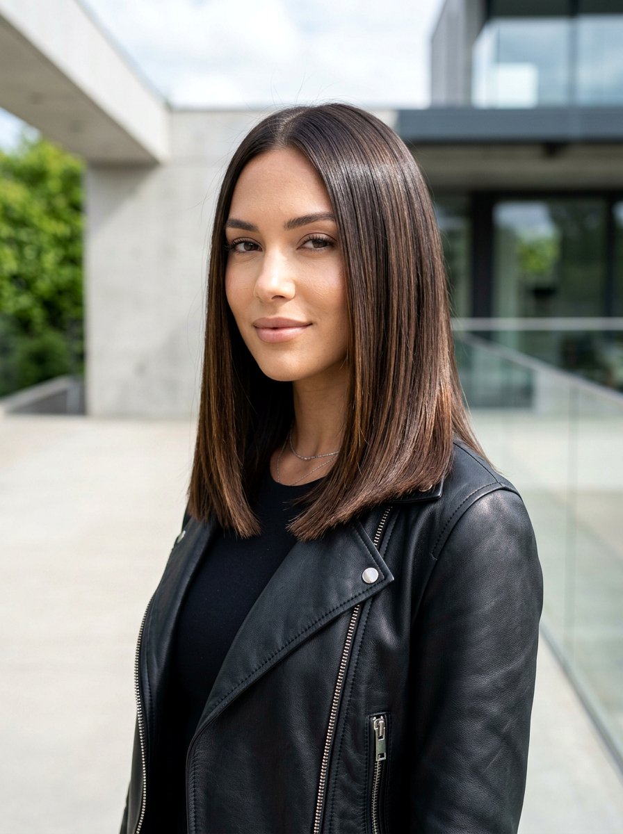 Straight Ends Glossy Blowout Lob - 20 glossy blowout lob haircut - 20 glossy blowout lob haircut