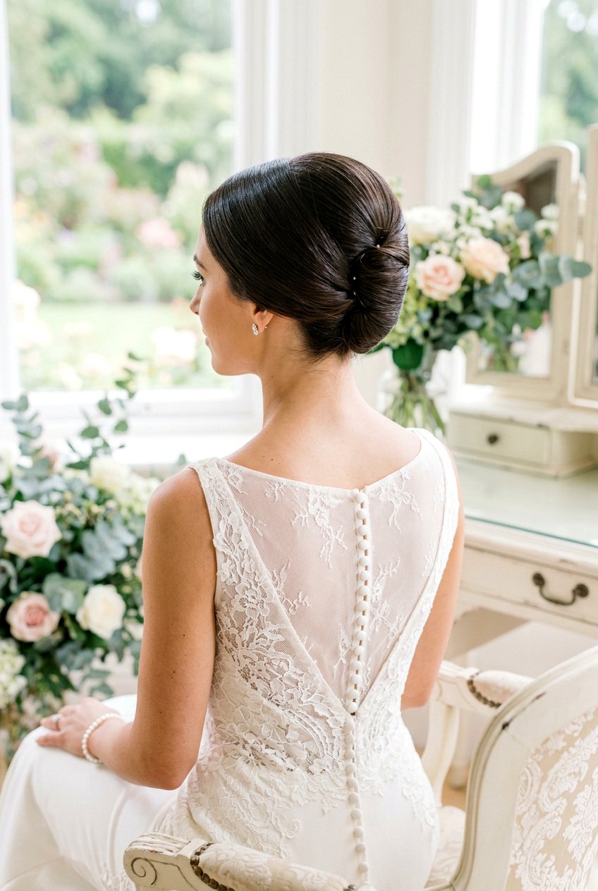 Straight Hair Bridal French Twist - 20 bridal hairstyle for straight sleek look - 20 bridal hairstyle for straight sleek look