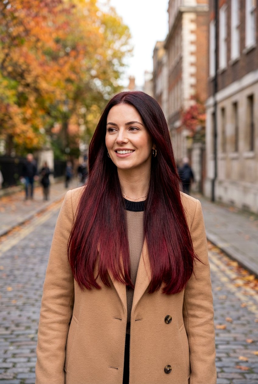 Straight Hair Burgundy Balayage - 20 autumn burgundy balayage ideas - 20 autumn burgundy balayage ideas