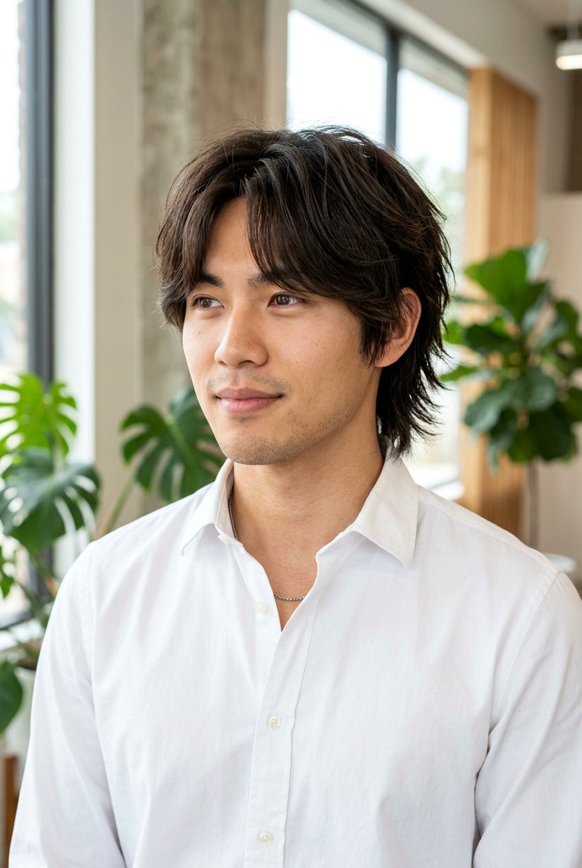 Straight Hair Men Wolf Cut With Curtain Fringe - 20 men wolf cut with curtain fringe - 20 men wolf cut with curtain fringe