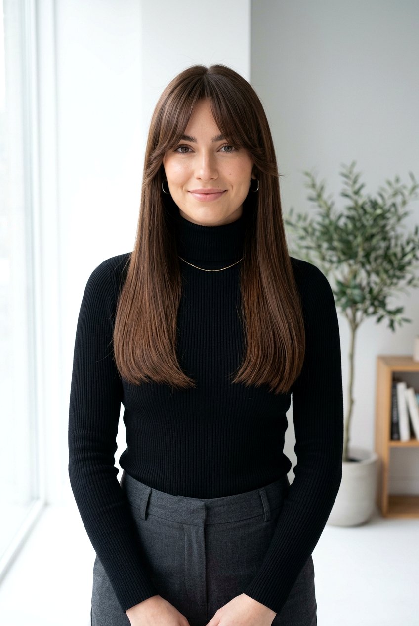 Straight Hair With 70s Curtain Bangs - 20 70s curtain bangs hairstyle - 20 70s curtain bangs hairstyle