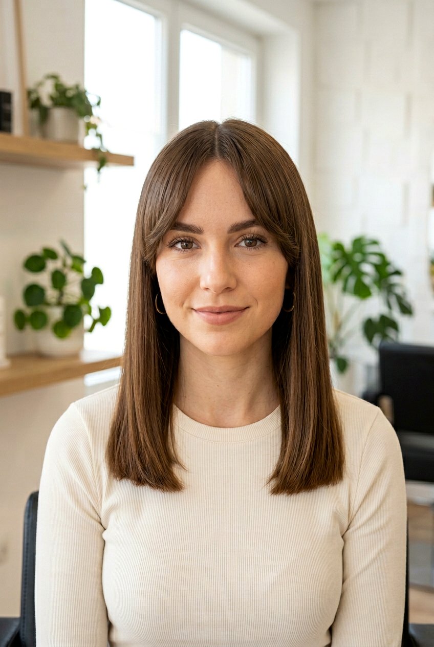 Straight Hair With Blunt Curtain Fringe - 20 blunt bangs for straight hair - 20 blunt bangs for straight hair