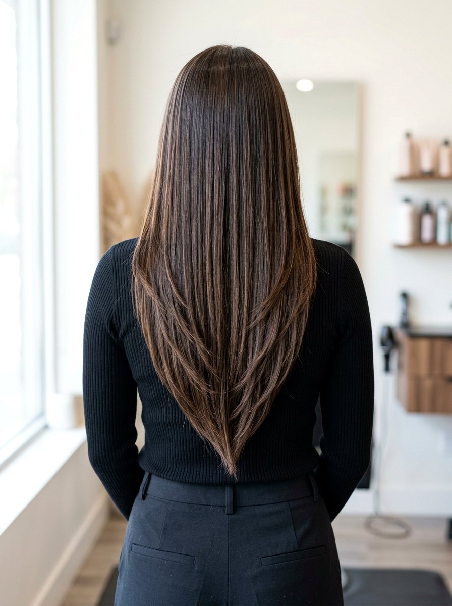 Straight Hair With Feathered Layers And V Shape Cut - 20 straight haircut with feathered layers - 20 straight haircut with feathered layers