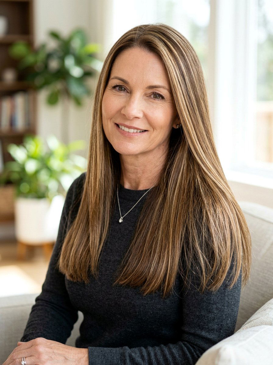 Straight Hair With Highlights - 20 straight haircut for women over 50 - 20 straight haircut for women over 50