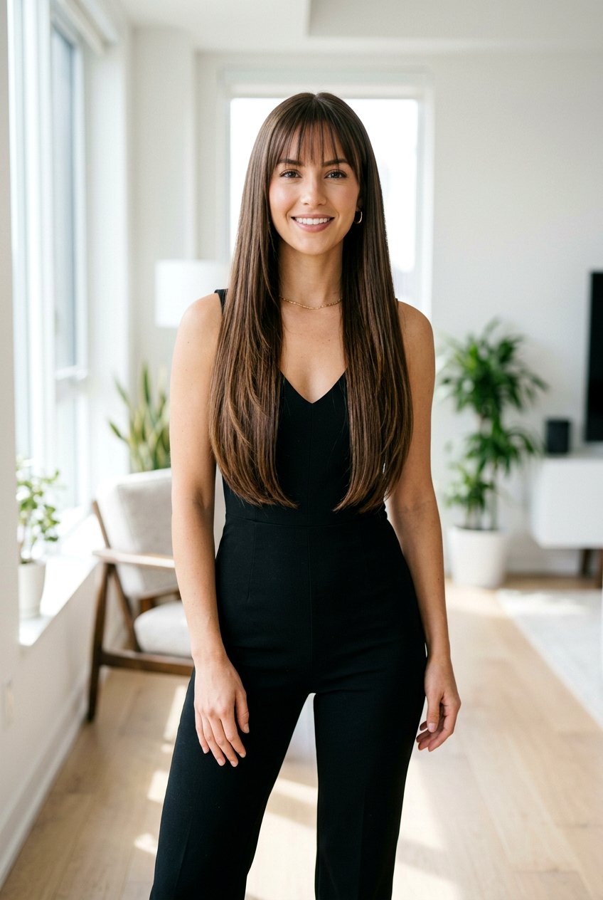 Straight Hair With Long Layers And Wispy Bangs - 20 long layers with wispy bangs women - 20 long layers with wispy bangs women